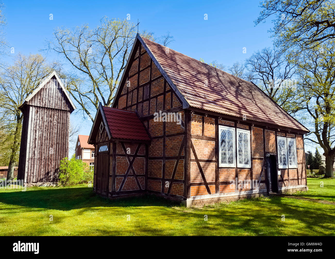 Chiesa in Ziegendorf, Meclemburgo-Pomerania, Germania Foto Stock