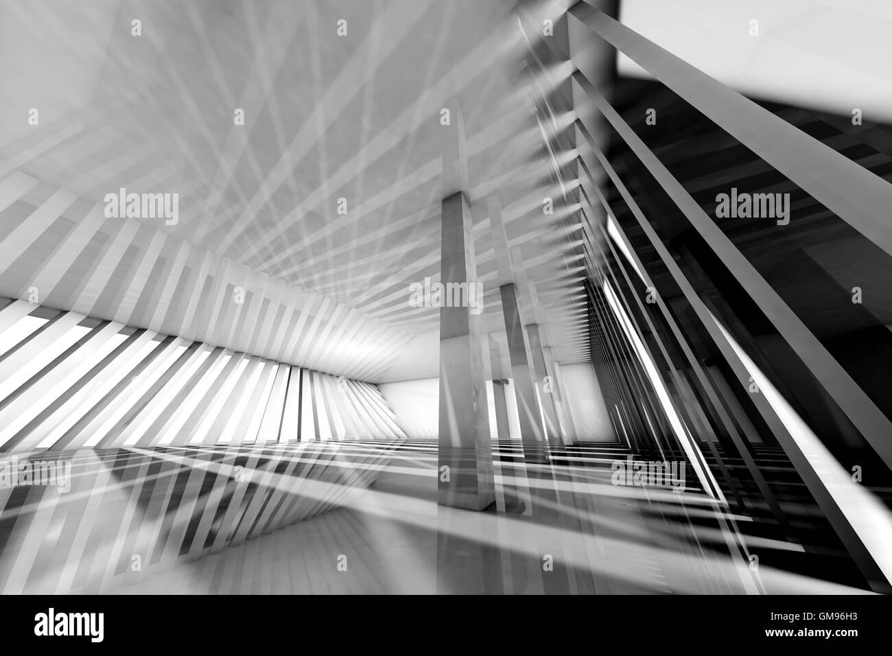 3D reso illustrazione, architettura visualizzazione di un futuristico hall Foto Stock