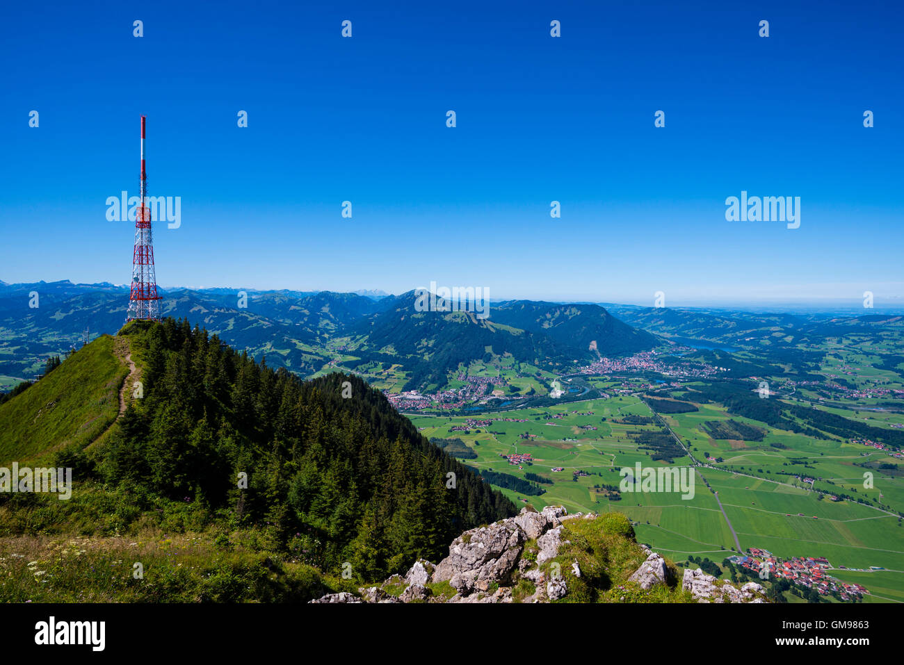 In Germania, in Baviera, Allgaeu, Gruenten, torre di comunicazione bavaresi Broadcasting Foto Stock