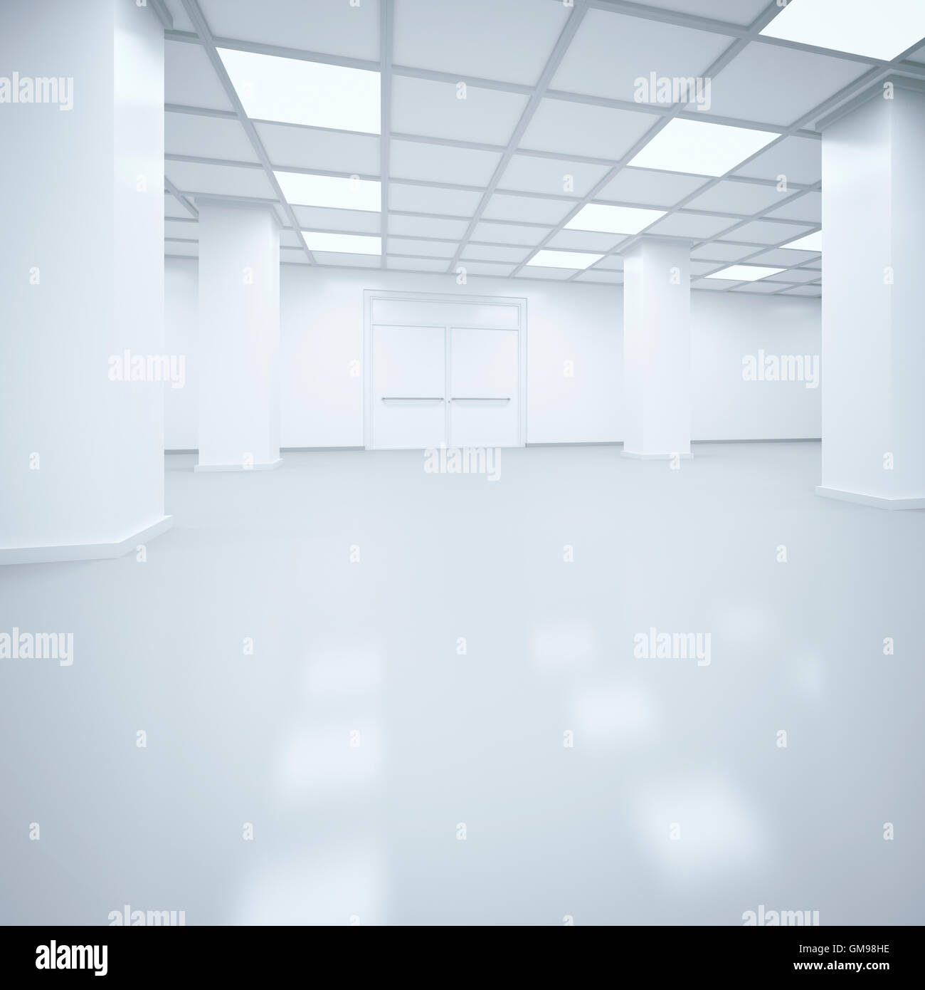 Futuristico magazzino vuoto, rendering 3D Foto Stock