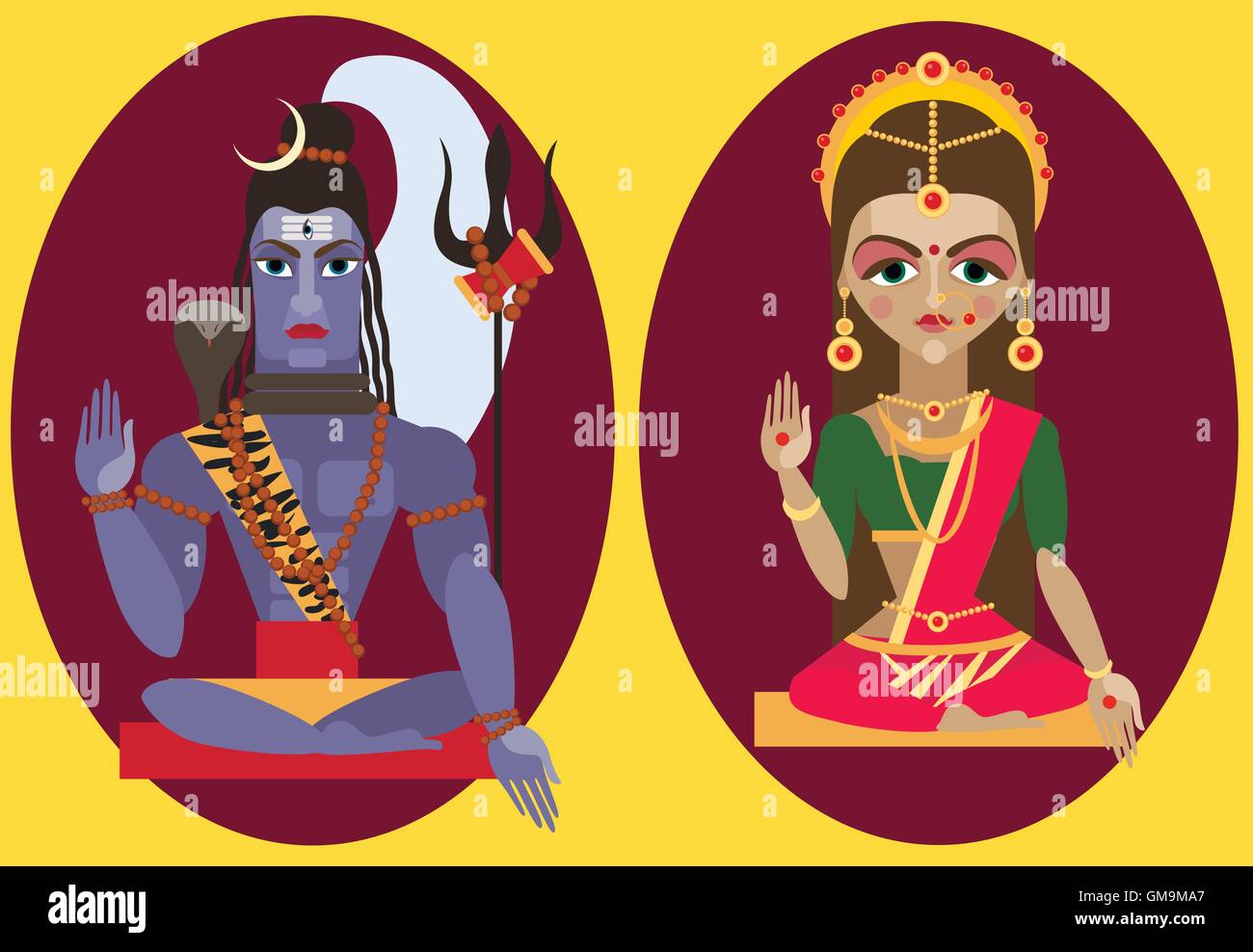 Vector signore Shiva e mata Parvati Illustrazione Vettoriale