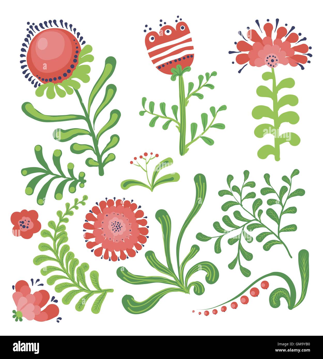 Set di floral elementi di design grafico Illustrazione Vettoriale