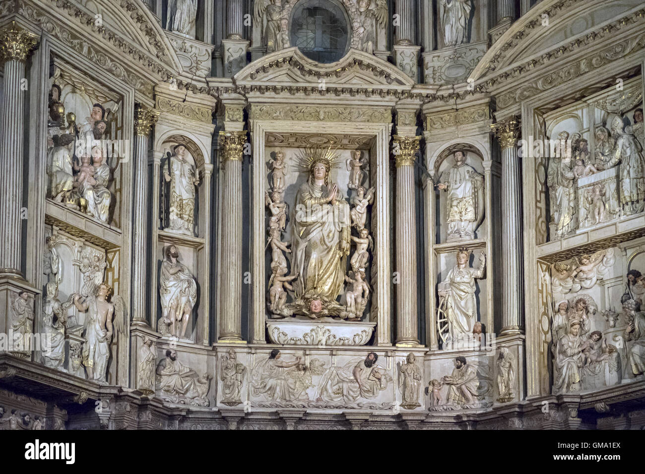 Pala d altare della Cattedrale di Santa Maria Assunta nella città di Barbastro. Foto Stock