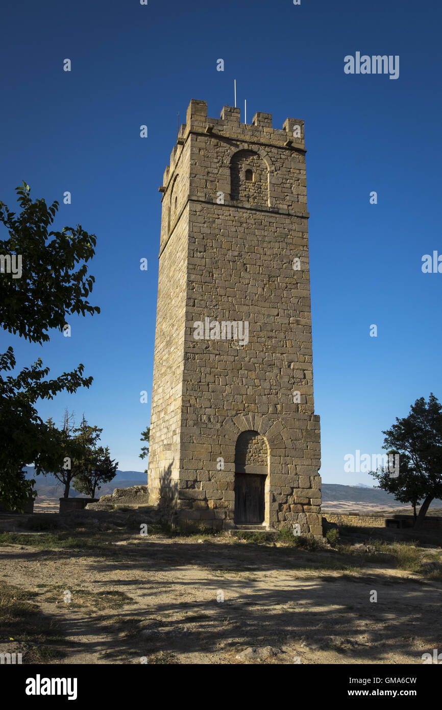 Torre di castello costruito nel XVII secolo nel borgo medievale di Sos del Rey Catolico Foto Stock