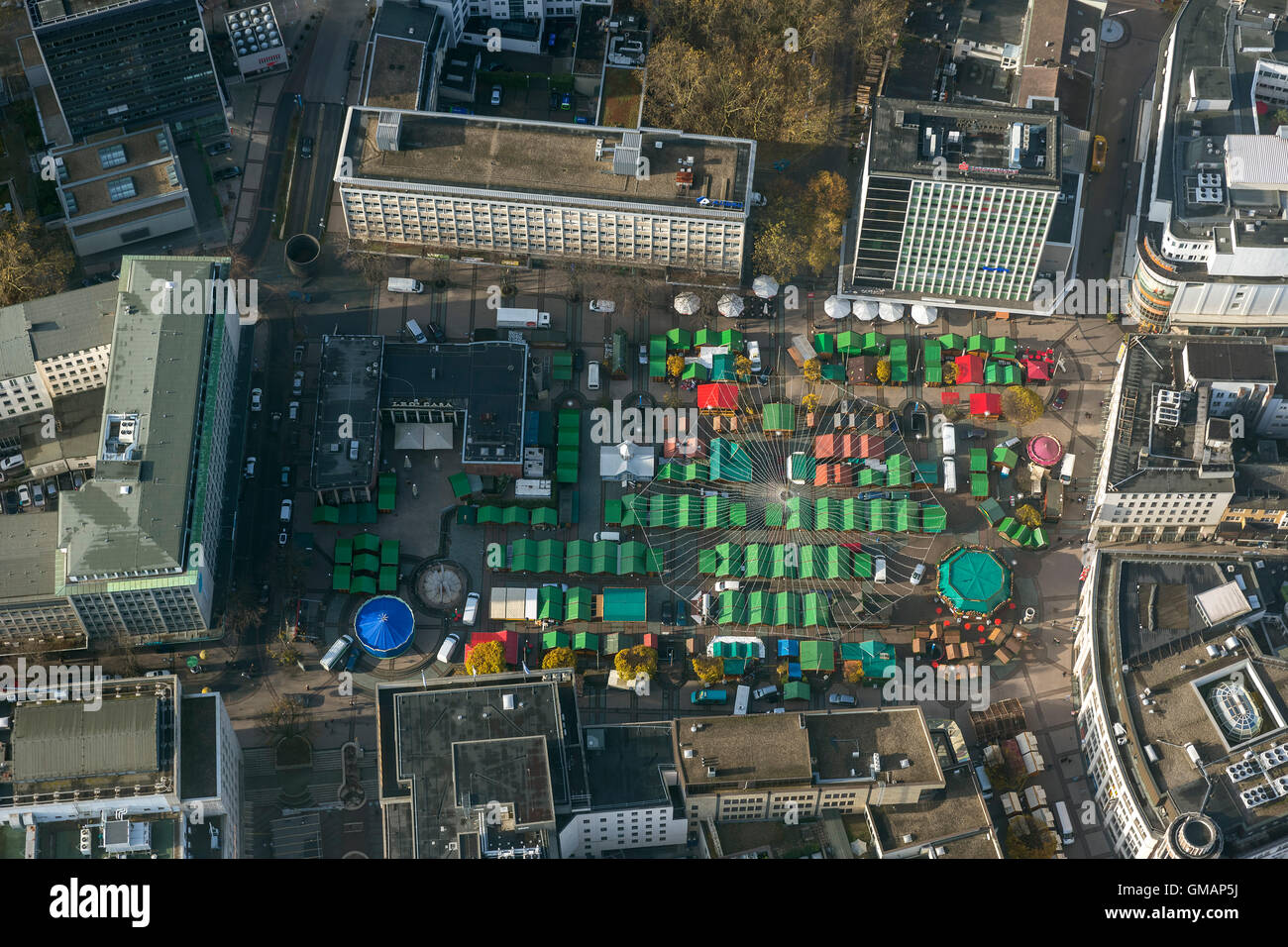 Kennedyplatz, mercato d'Autunno, Essen, Downtown, Kennedysquare, Piazza Kennedy, centro di Essen, mercatino di natale Foto Stock