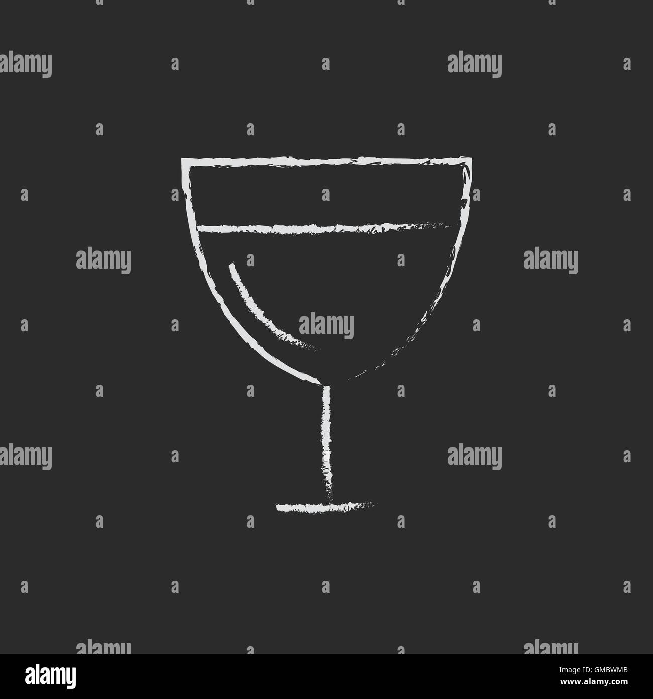Bicchiere di vino icona disegnata in gesso. Illustrazione Vettoriale