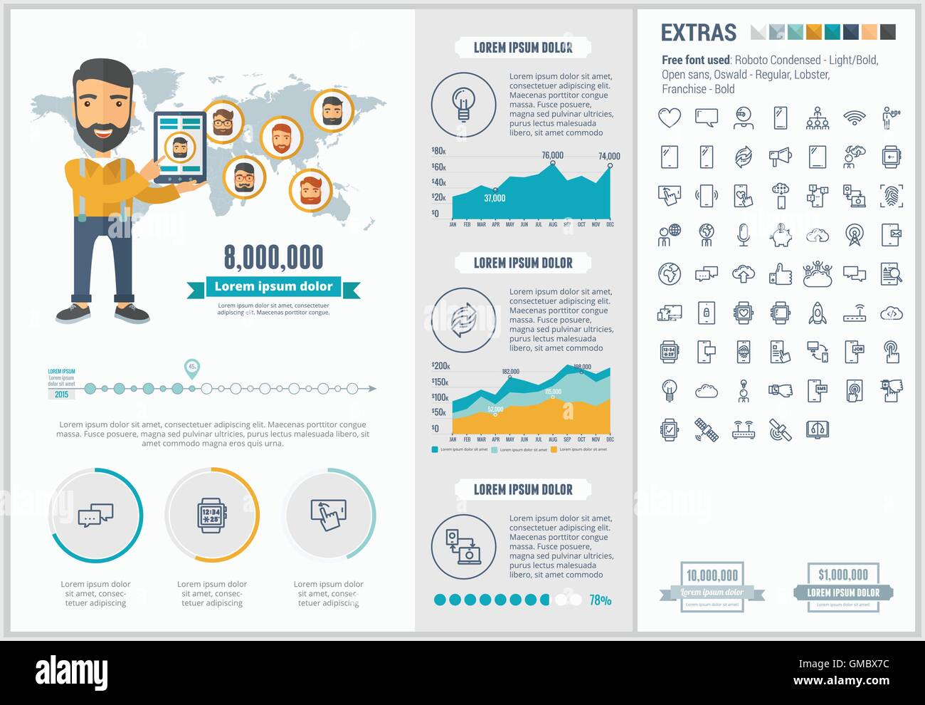 Mobilità design piatto modello infografico Illustrazione Vettoriale