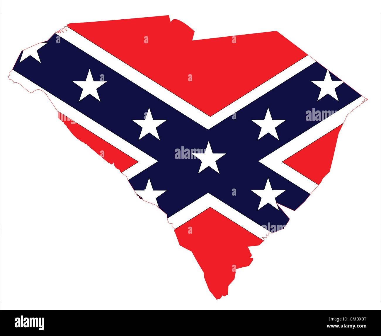 Carolina del Sud mappa e bandiera Confederate Illustrazione Vettoriale