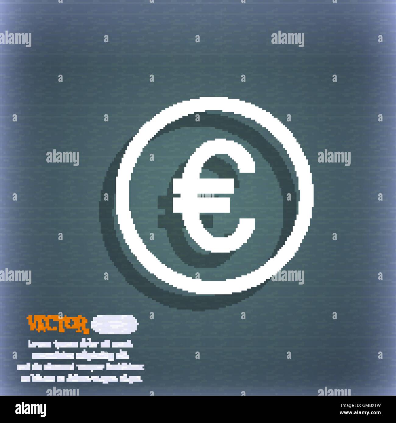 Icona di Euro segno. Sul blu-verde sfondo astratto con ombra e lo spazio per il tuo testo. Vettore Illustrazione Vettoriale