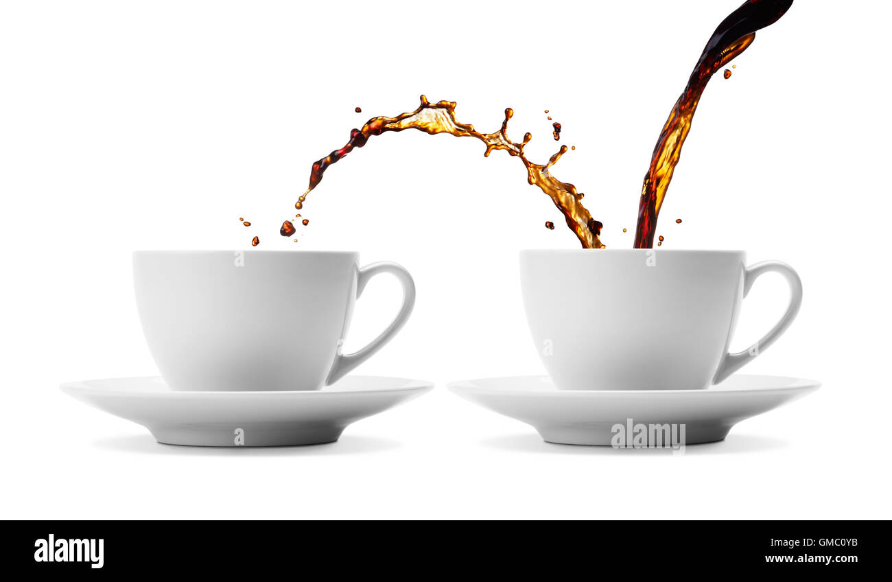 Versare il caffè che mostra il concetto della condivisione Foto Stock
