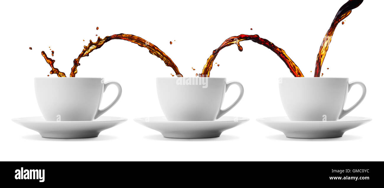 Versare il caffè che illustra i concetti di continuità, ripetizione e condivisione Foto Stock
