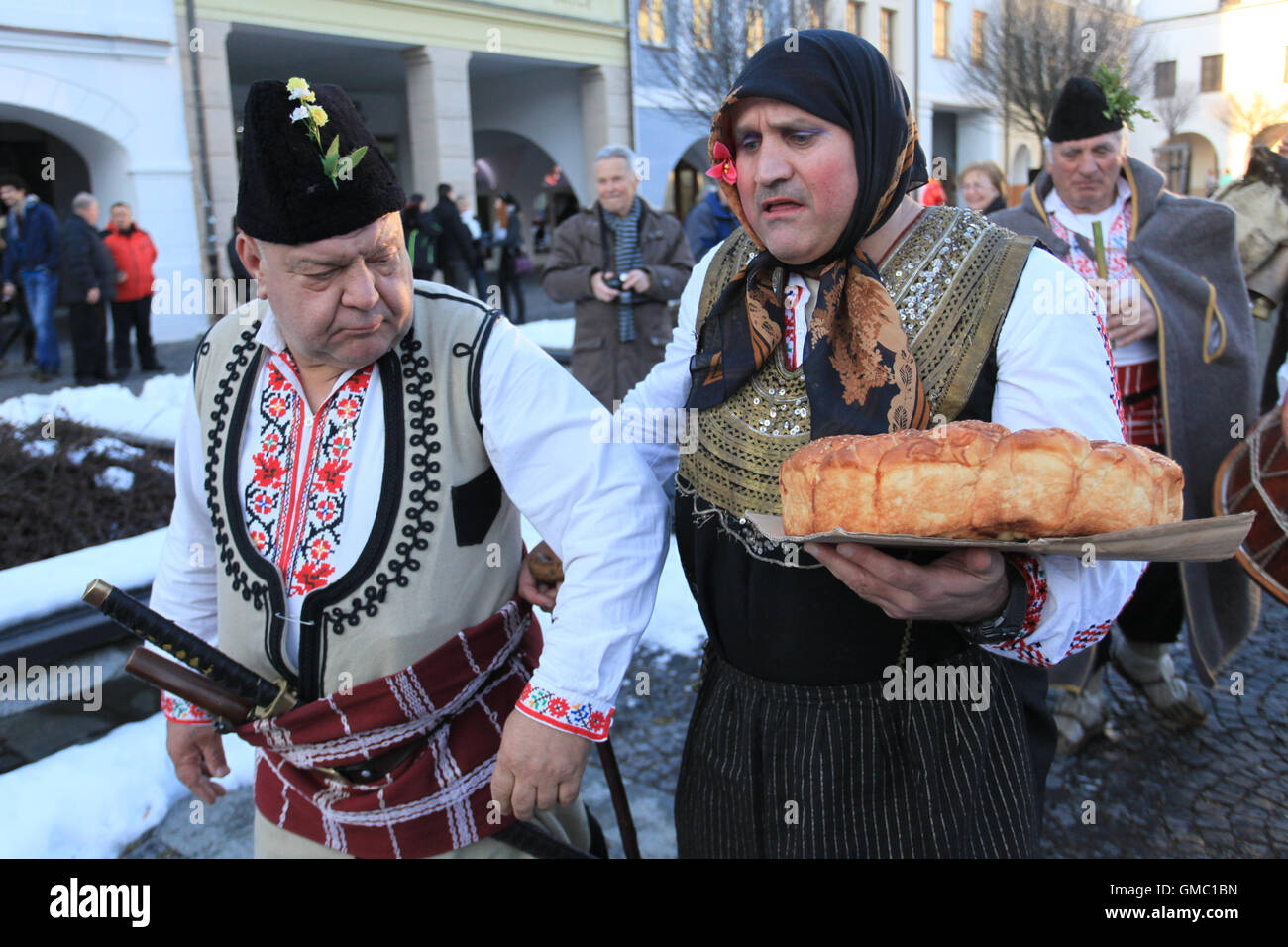 Per coloro che godono di un festival del martedì grasso (Martedì grasso) che segna l'inizio di quaranta giorni di digiuno (Mercoledì delle Ceneri) in Slovacchia. Foto Stock