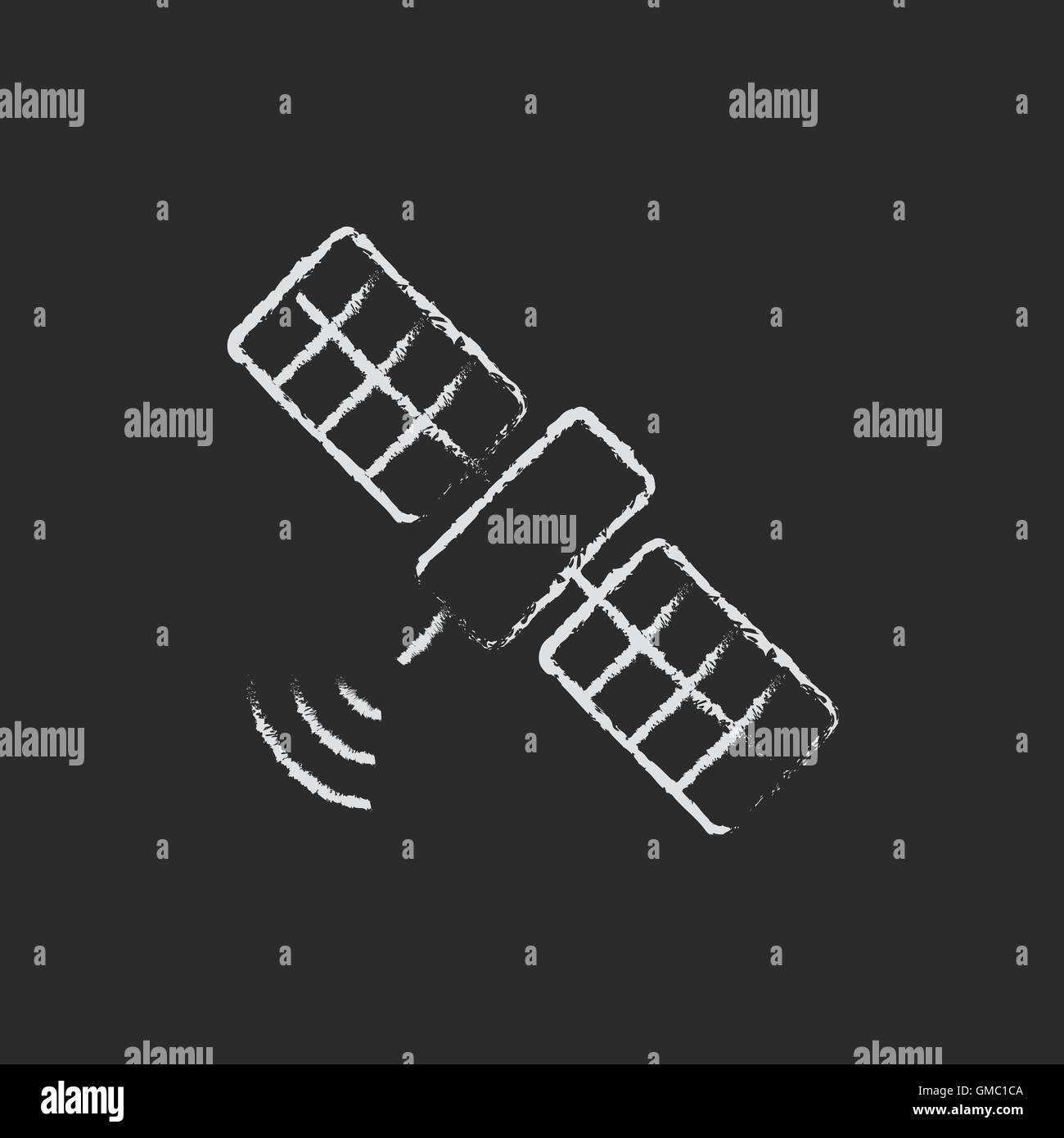 L'icona del satellite disegnato in gesso. Illustrazione Vettoriale