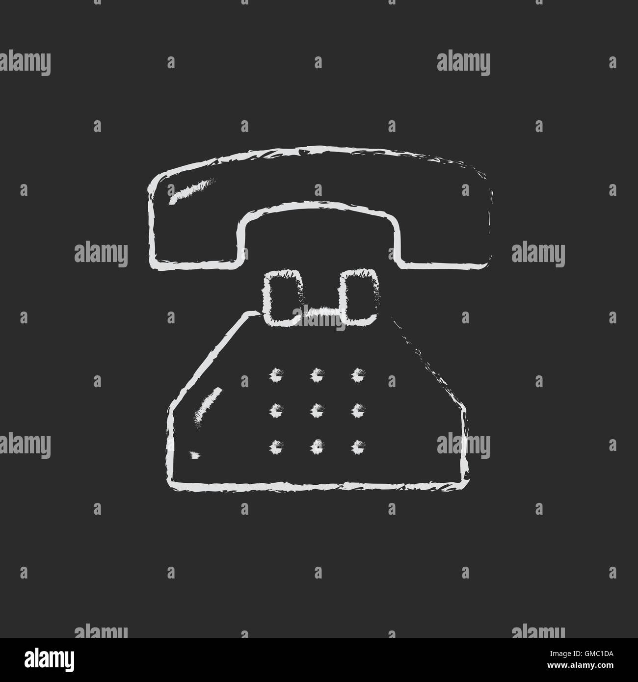 Icona a forma di telefono disegnato in gesso. Illustrazione Vettoriale