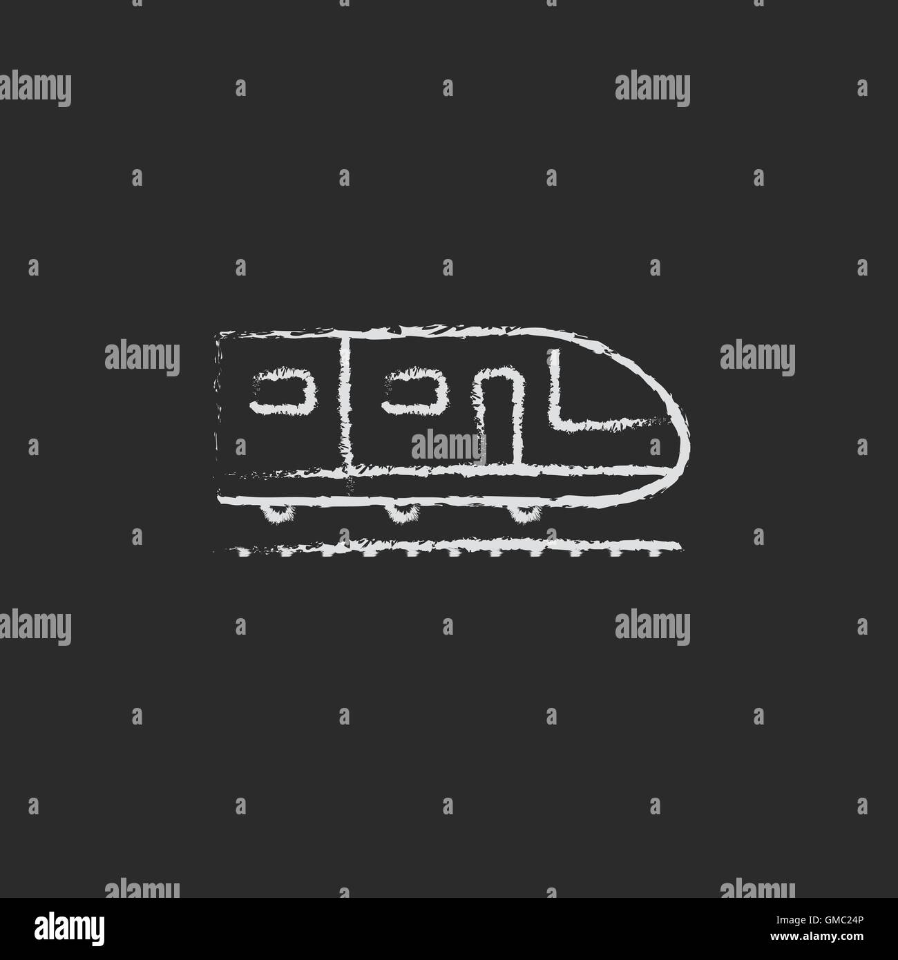 Moderno treno ad alta velocità icona disegnata in gesso. Illustrazione Vettoriale
