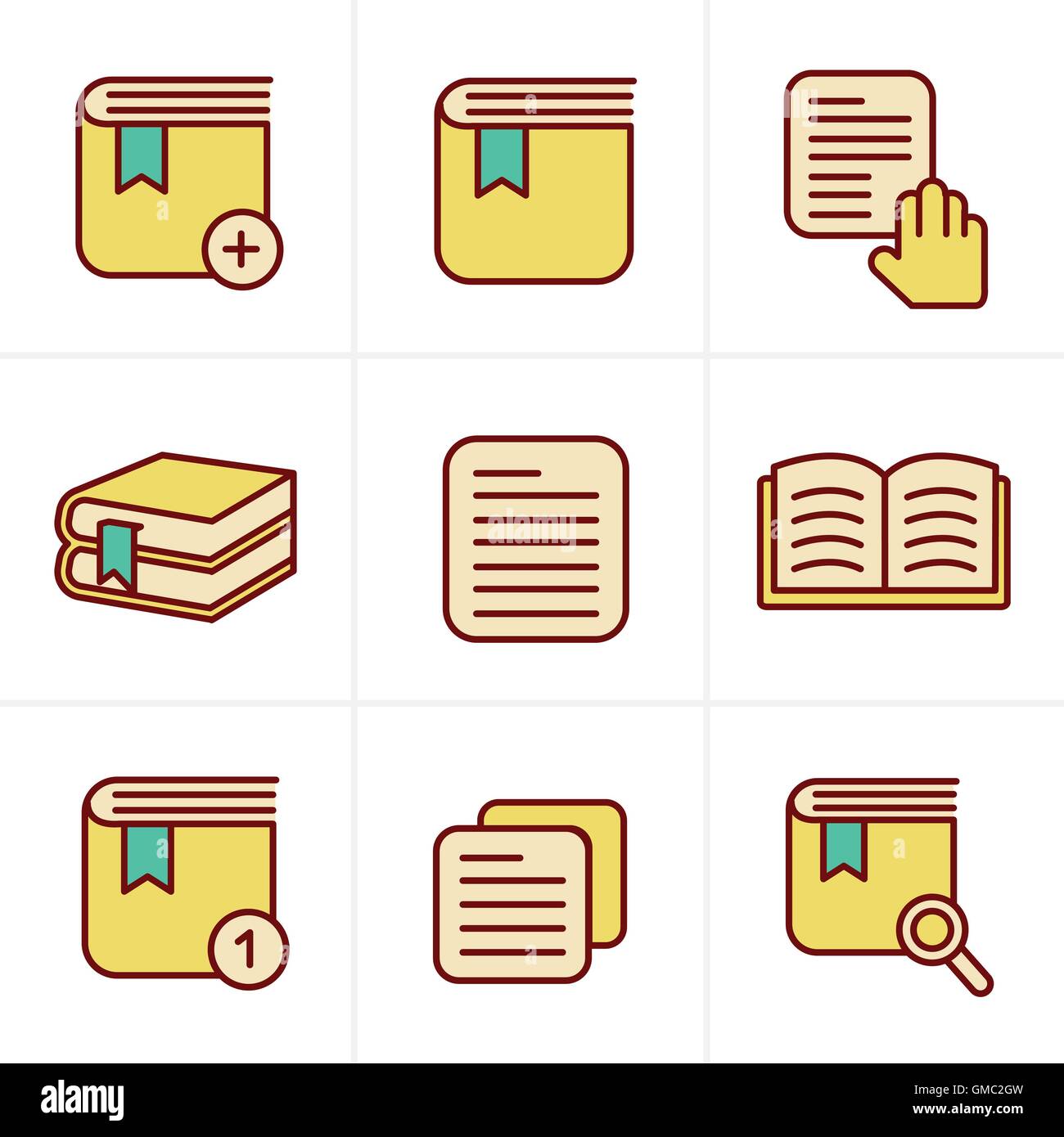 Icone libro Stile set di icone, disegno vettoriale Illustrazione Vettoriale
