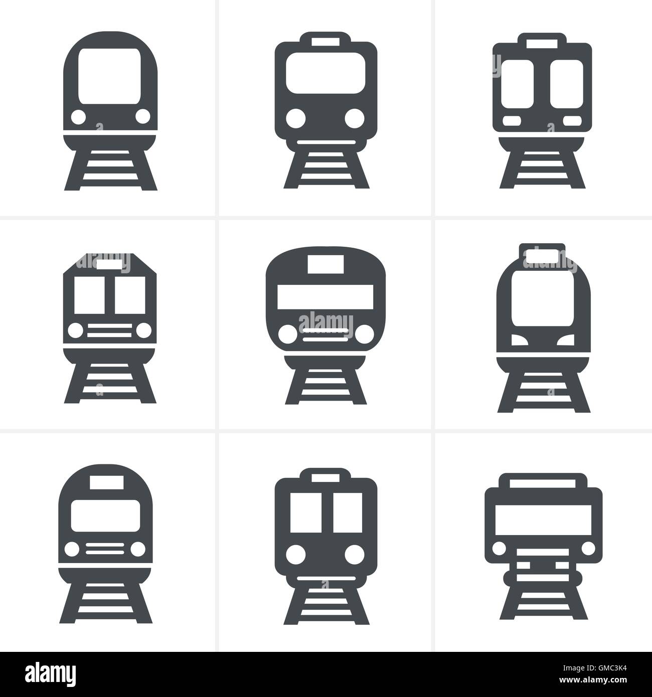Set di icone di trasporto - treno e tram, illustrazione vettoriale Illustrazione Vettoriale