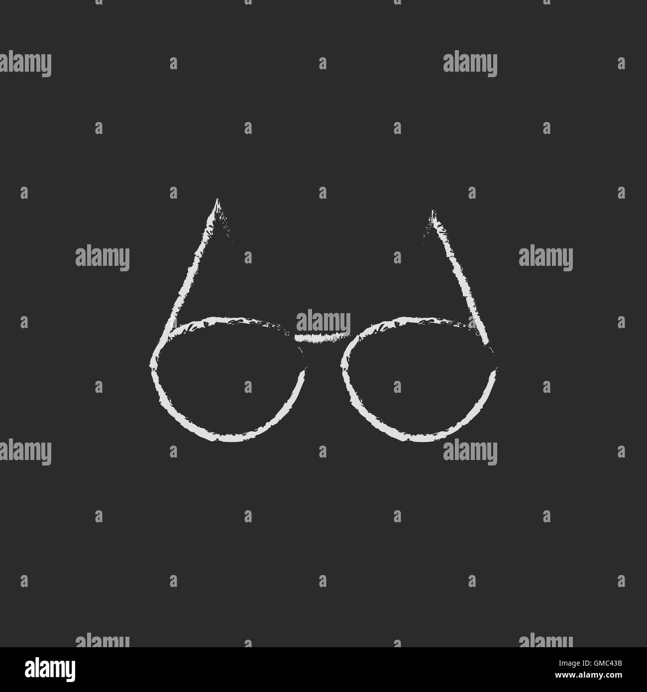 Icona di occhiali disegnata in gesso. Illustrazione Vettoriale