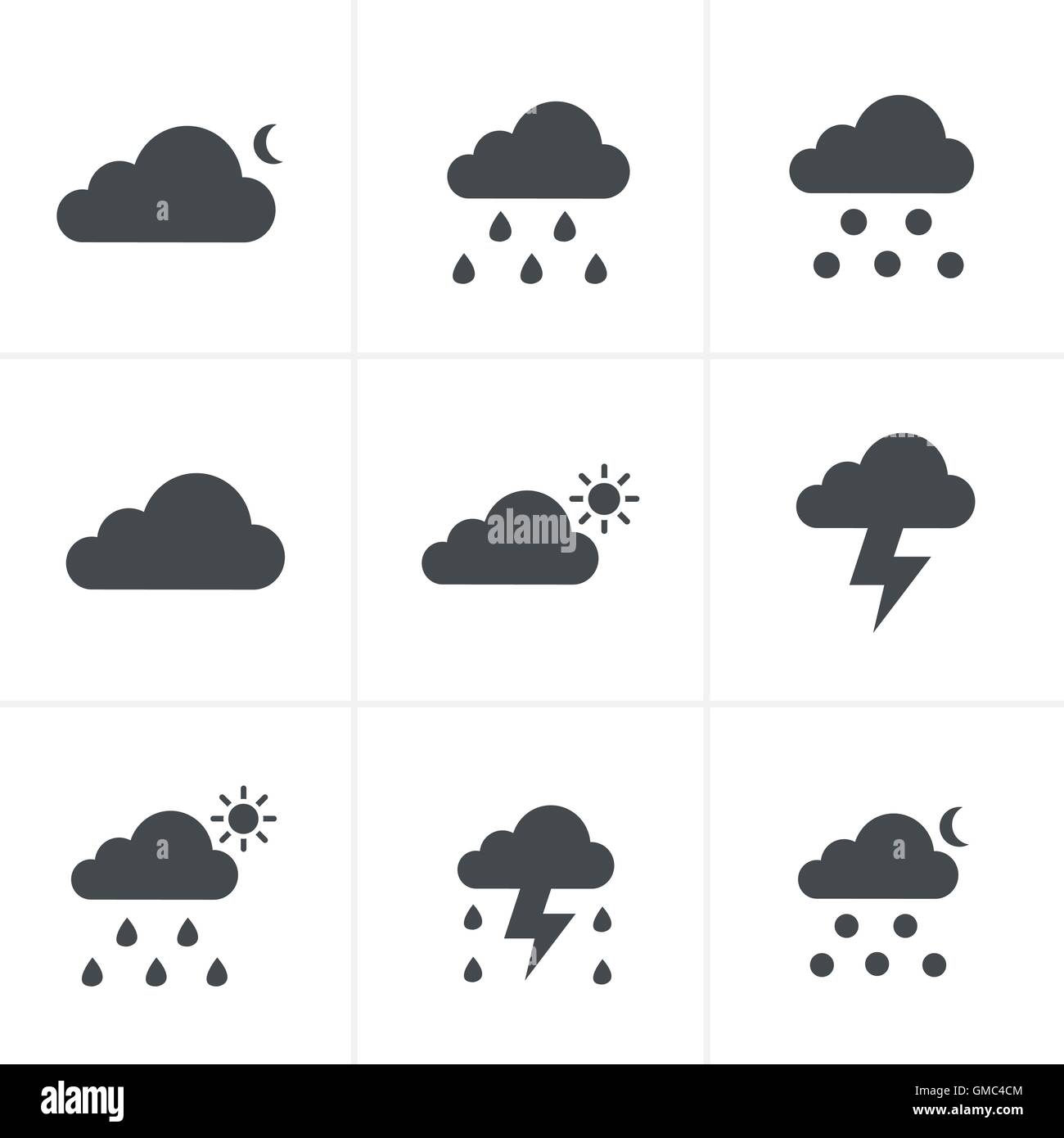 Set di icone meteo Illustrazione Vettoriale