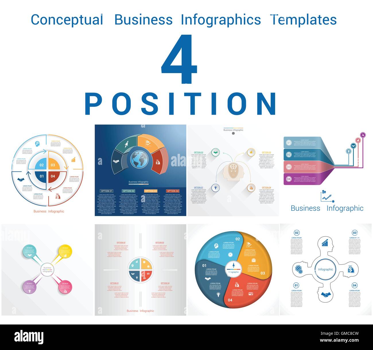 Impostare i modelli vettoriali Infographics Business concettuale processi ciclico per quattro posizioni Area di testo Illustrazione Vettoriale