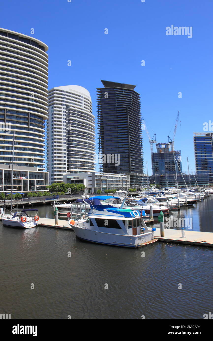 Docklands Harbour a Melbourne in Australia. Foto Stock