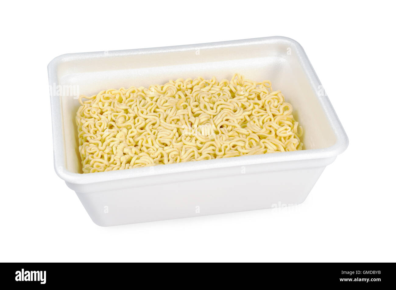 Tagliatelle istante in una lastra di schiuma Foto Stock