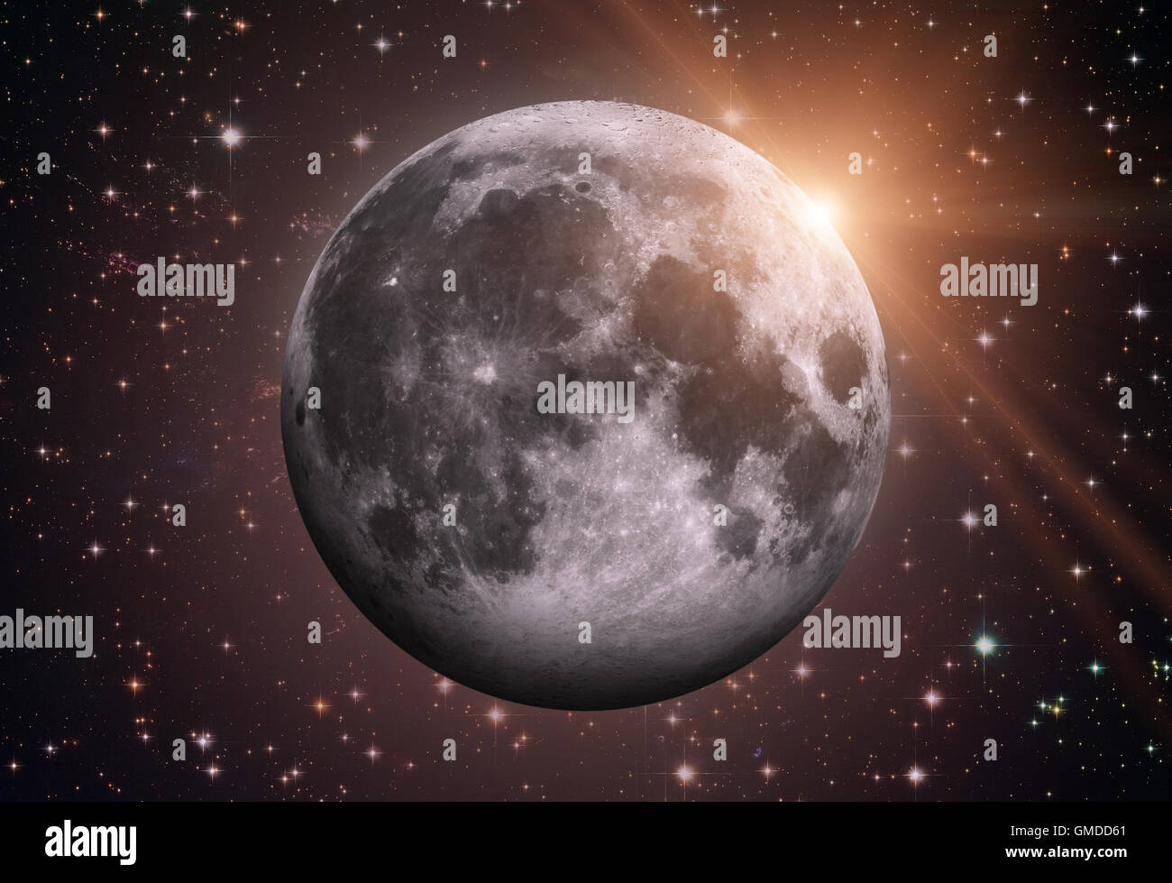 Sistema solare - le masse luna. La luna è la Terra è solo satellite naturale. Si tratta di uno dei più grandi satelliti naturali. Foto Stock
