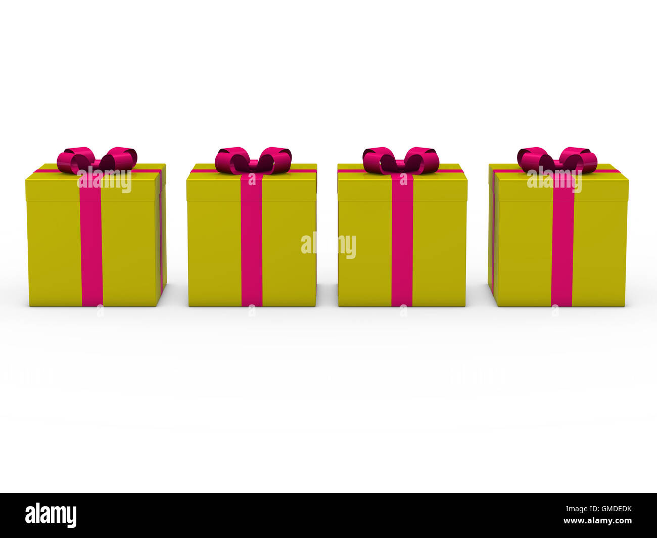 3d della confezione regalo rosa in oro Foto Stock