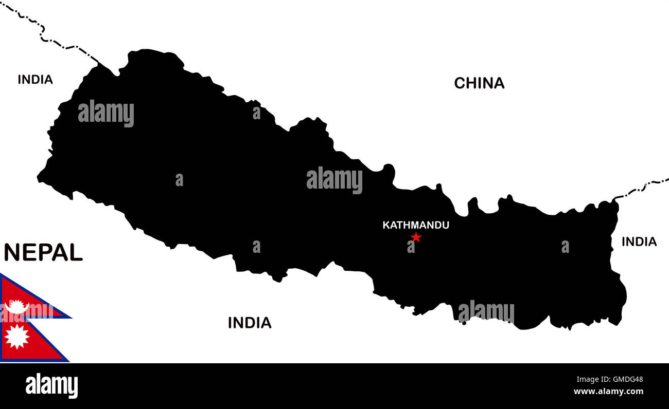Mappa di Nepal Foto Stock
