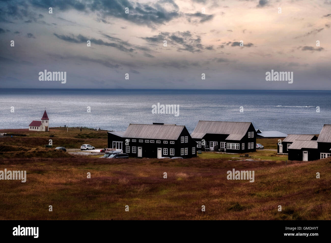 Hellnar, Snaefellsaer, Snaefellsnes, Islanda Foto Stock