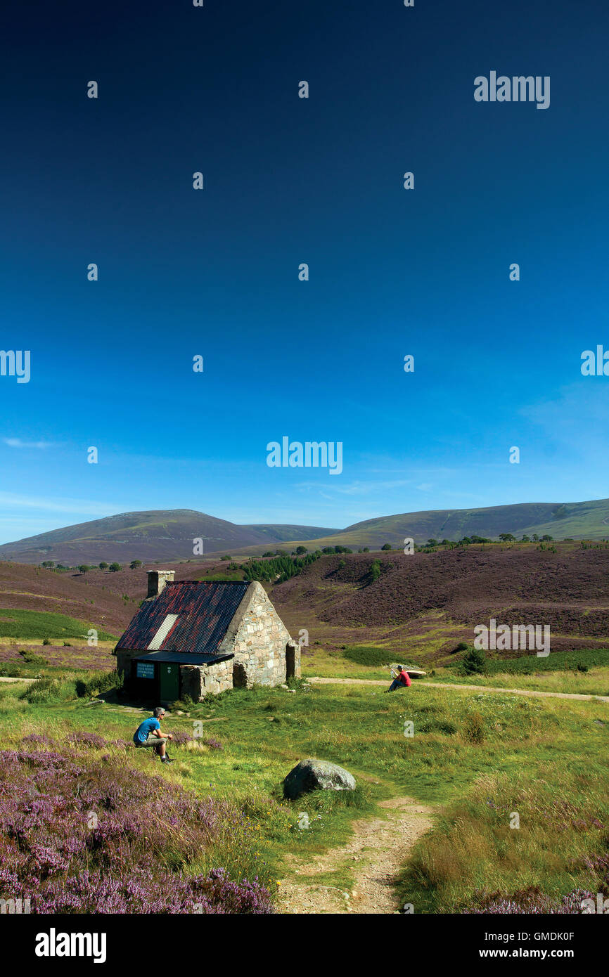 Bothy Ryvoan alla base di un Meall Bhuachaille, Abernethy Riserva Naturale, Aviemore, Cairngorm National Park, Highland Foto Stock