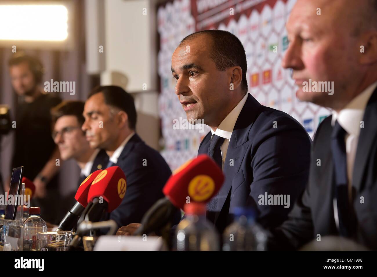 Bruxelles, Belgio. 26 Ago, 2016. Nuovo Manager per il calcio belga per la squadra nazionale. Roberto Martinez, manager del Belgio nazionale di calcio a parlare con la stampa Credito: Azione Sport Plus/Alamy Live News Foto Stock