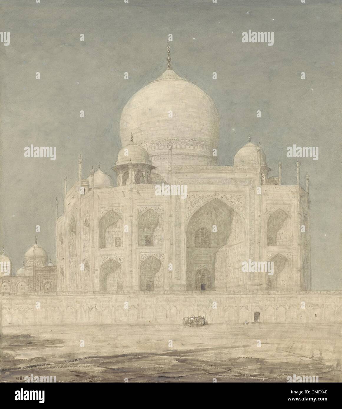 Il Taj Mahal, di Marius Bauer, 1898 , olandese pittura acquerello su carta (BSLOC 2016 2 150) Foto Stock