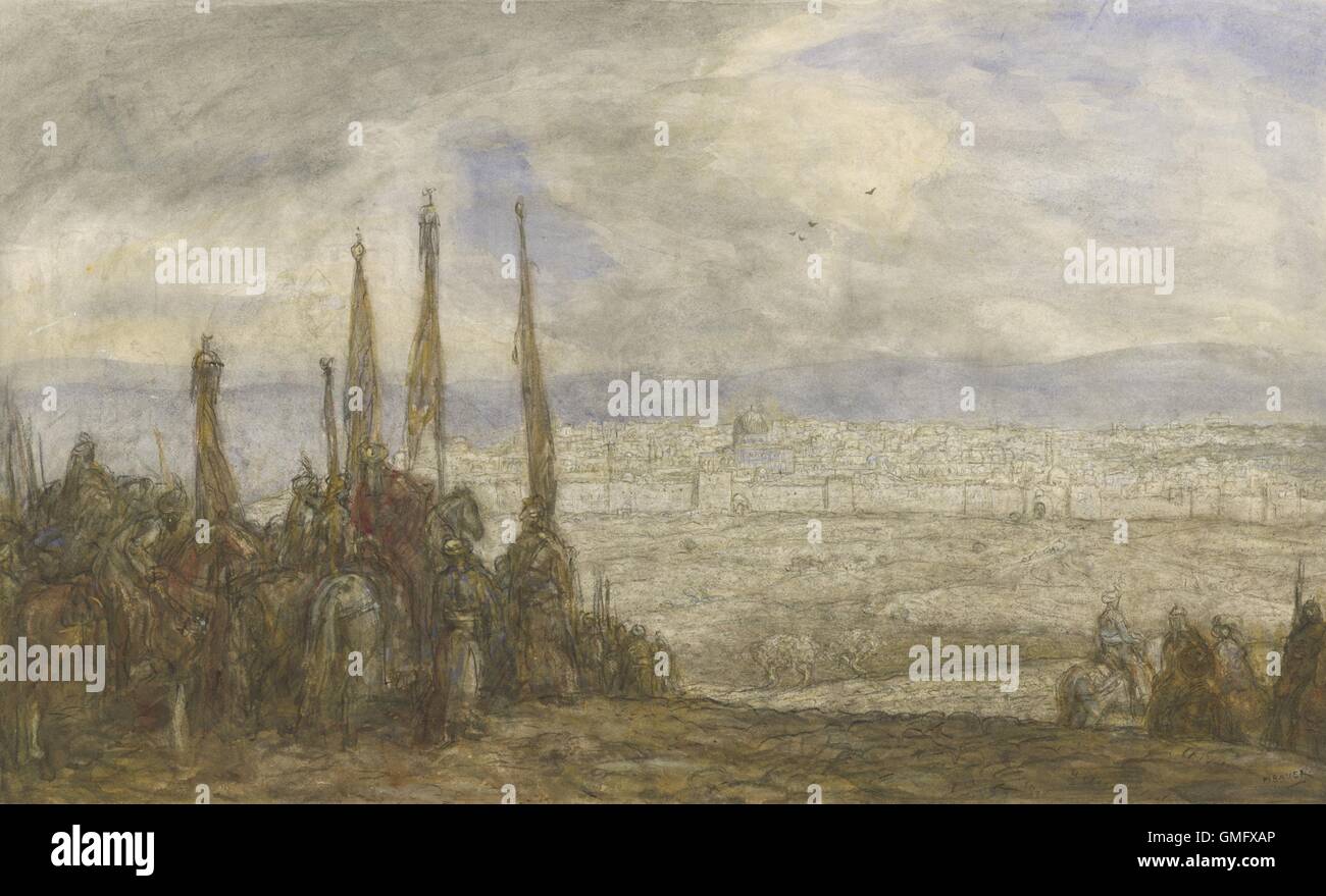 Esercito turco a Gerusalemme, da Marius Bauer, c. 1890-1920, olandese la pittura ad acquerello (BSLOC 2016 2 188) Foto Stock