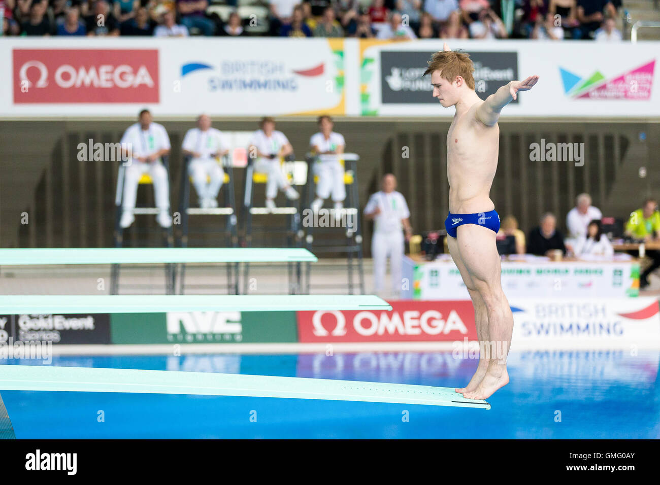 Jack Laugher di Gran Bretagna compete durante la FINA/cnv Diving World Series a Londra in aprile, 26, 2014. Foto Stock