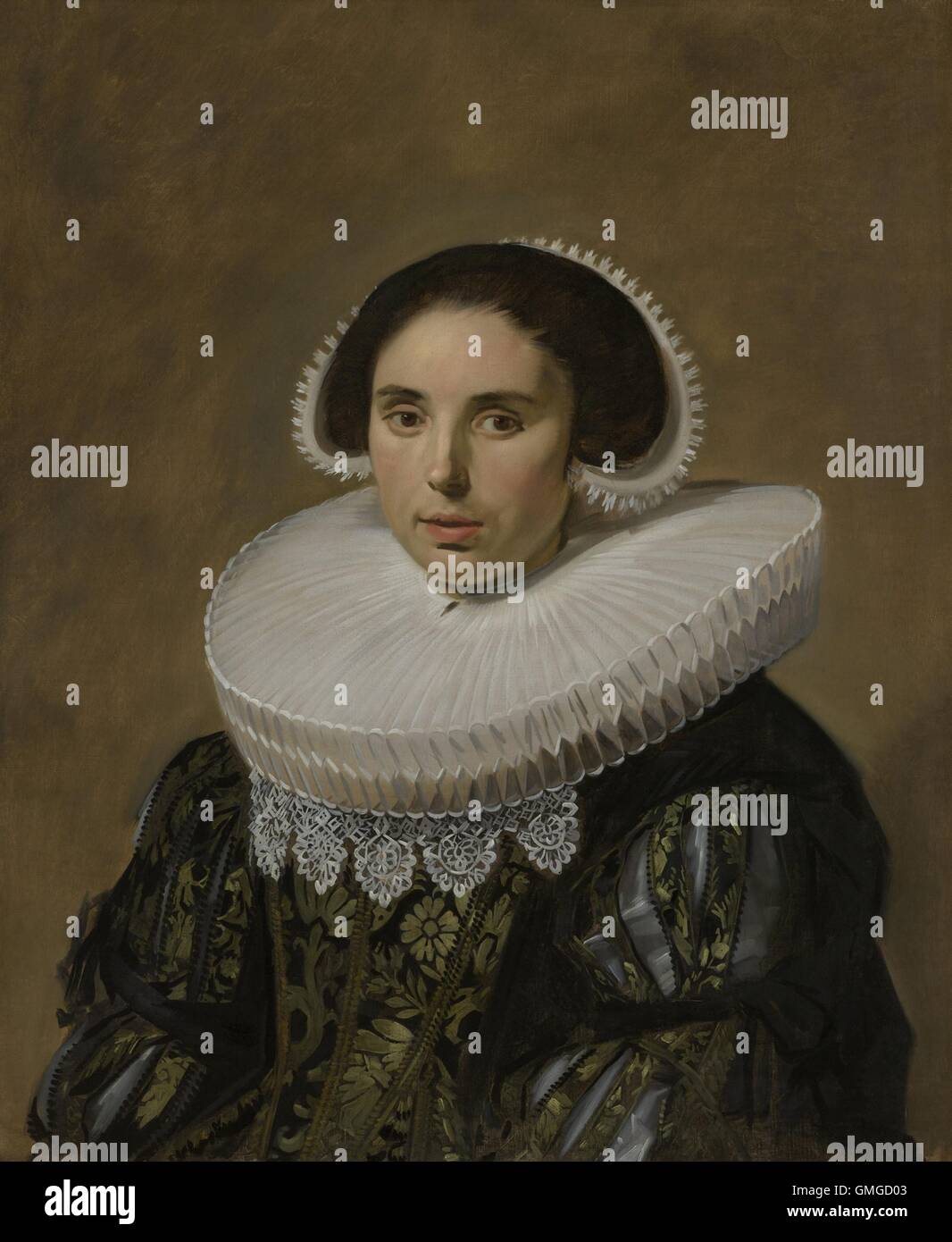 Ritratto di una donna, da Frans Hals, 1635, pittura olandese, olio su tela. Sitter è la moglie di Hals ritratto di un uomo identificato come Nicolaes Hasselaer. In questo lavoro la posa e l'applicazione della vernice è più liscia, suggerendo la morbidezza di una donna di pelle (BSLOC 2016 3 65) Foto Stock