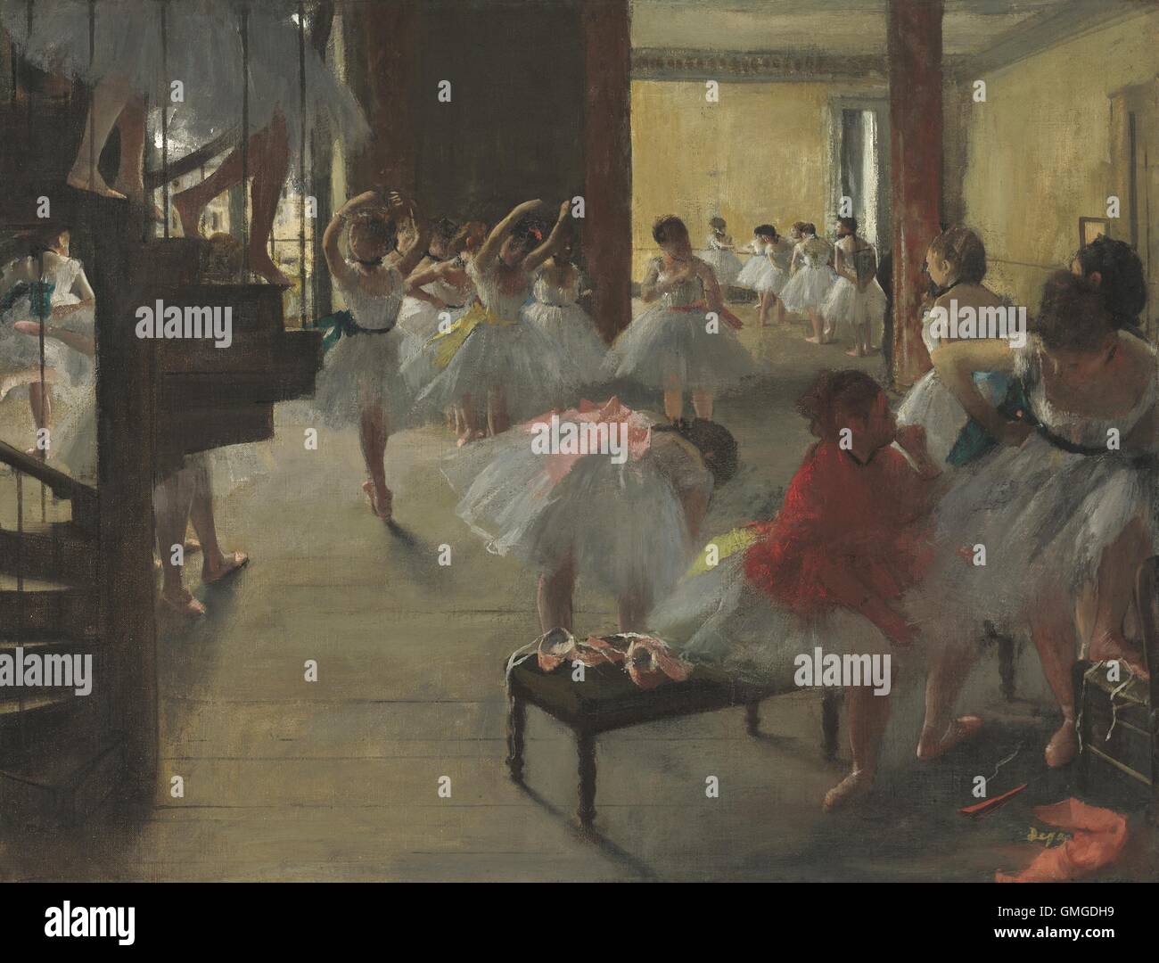 La classe di danza, di Edgar Degas, 1873, impressionista francese pittura, olio su tela. In scena con i giovani ballerini al Teatro dell'Opera di Parigi (BSLOC 2016 5 158) Foto Stock