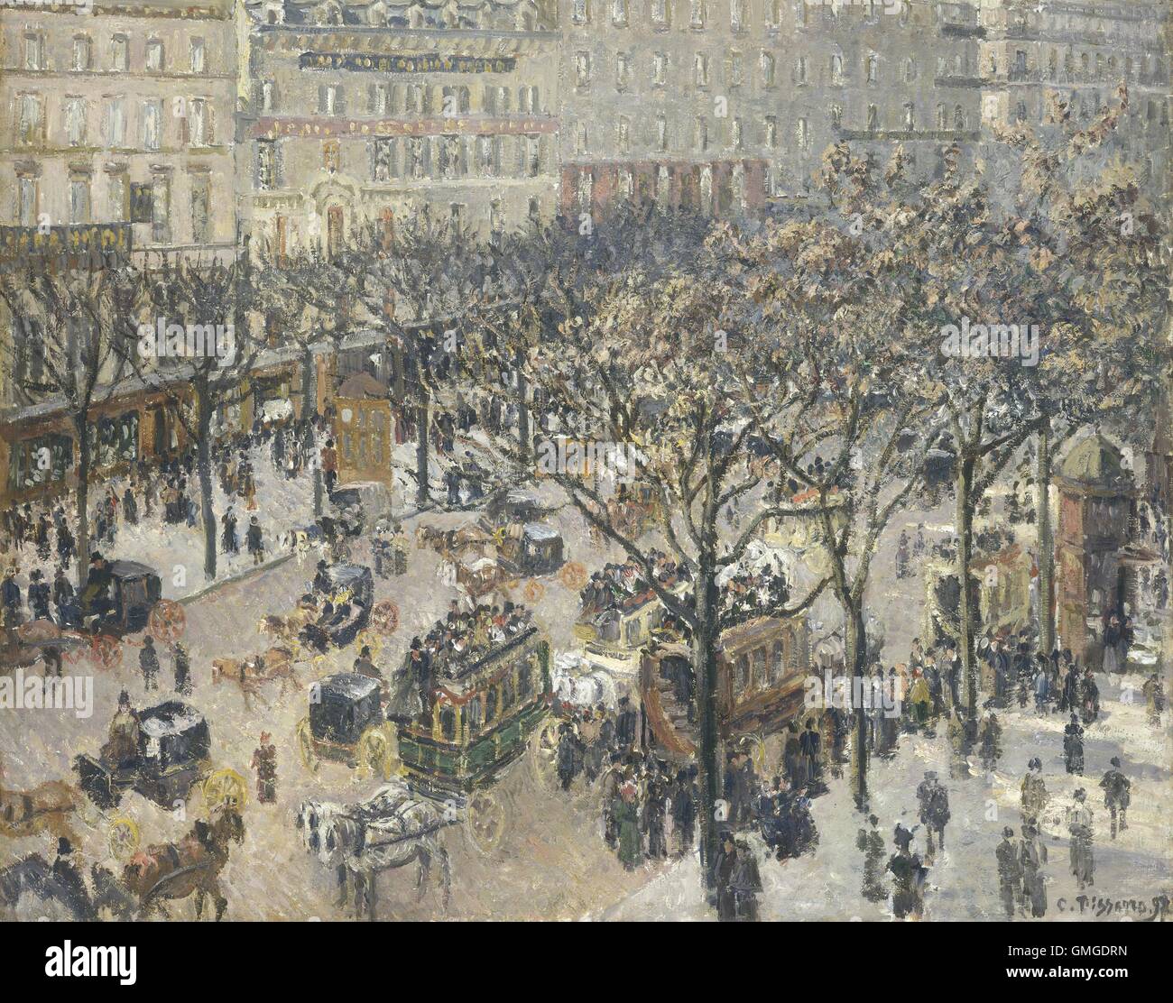 Boulevard des Italiens, mattina, di Camille Pissarro, 1897, impressionista francese pittura, olio su tela. Nel suo ultimo decennio di Foto Stock