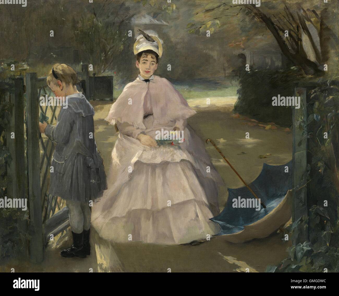 Nanny e bambino, da Eva Gonzales, 1877-78, impressionista francese pittura, olio su tela. Gonzales era il solo formale allievo insegnata da Manet. Questo dipinto è stato mostrato al Salon del 1878 (BSLOC 2016 5 207) Foto Stock