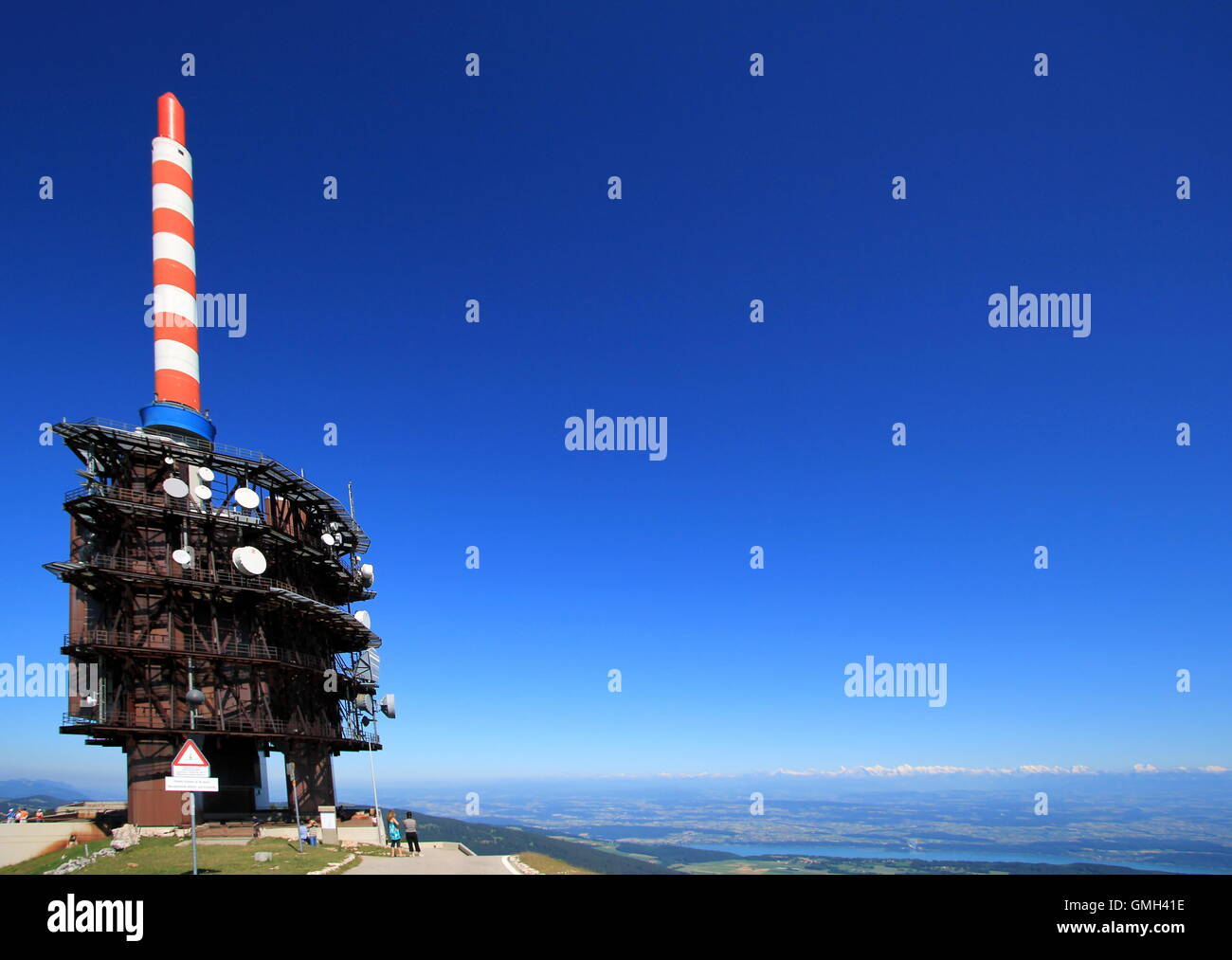 Antenna di telecomunicazione a Chasseral, Giura, Svizzera Foto Stock