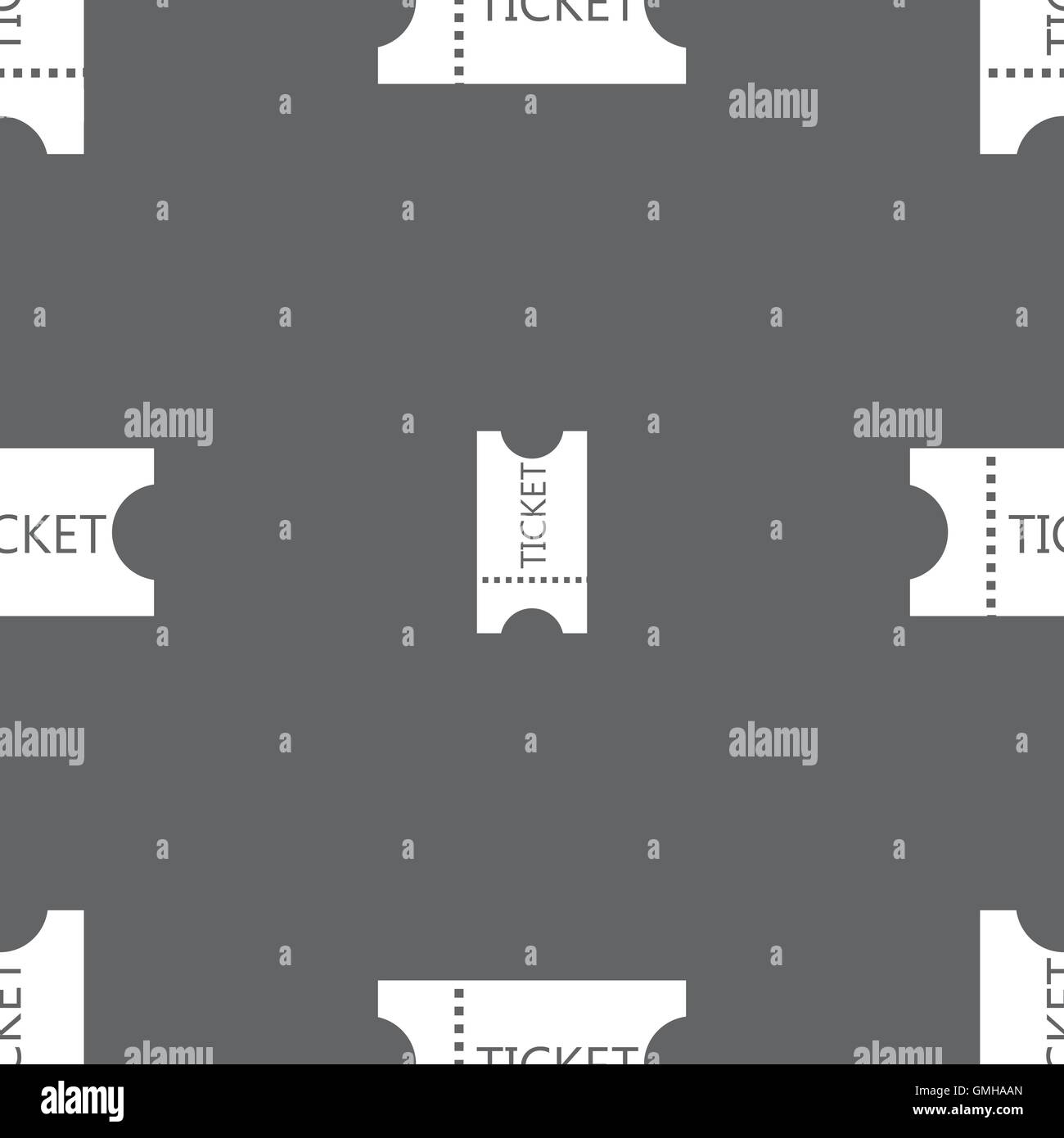 Icona ticket segno. Seamless pattern su uno sfondo grigio. Vettore Illustrazione Vettoriale