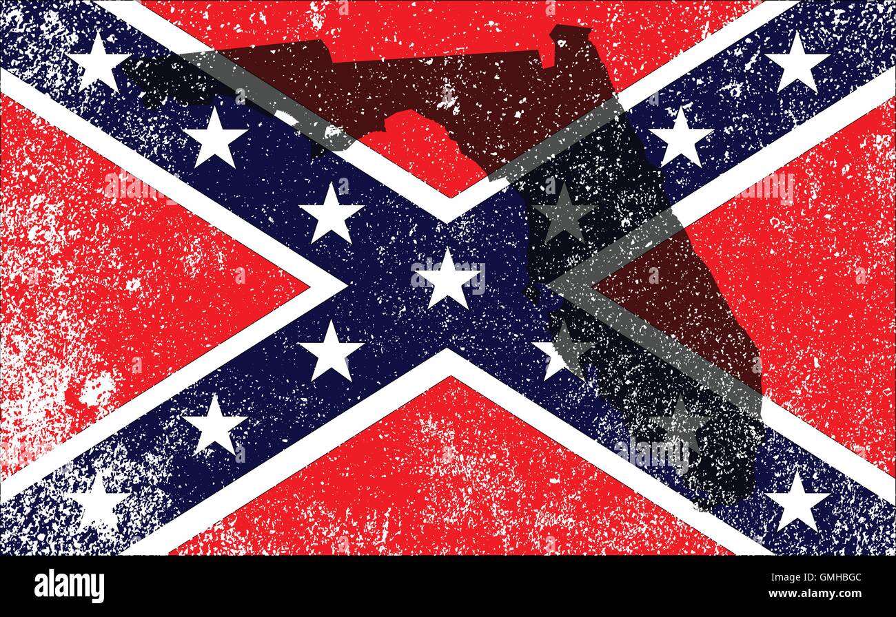 Rebel guerra civile con Bandiera Mappa Florida Illustrazione Vettoriale