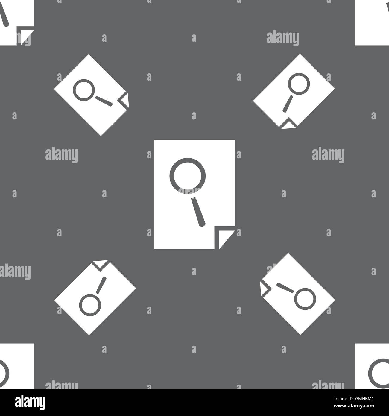 Ricerca in file icona segno. Trovare il simbolo del documento. Seamless pattern su uno sfondo grigio. Vettore Illustrazione Vettoriale