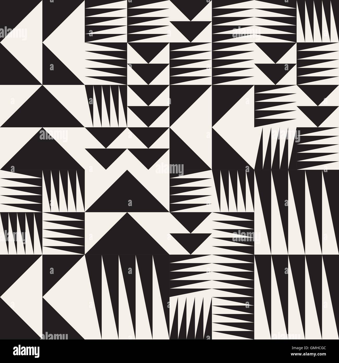 Vector Seamless in bianco e nero geometrica astratta triangolo irregolare Pattern di pannellizzazione Illustrazione Vettoriale