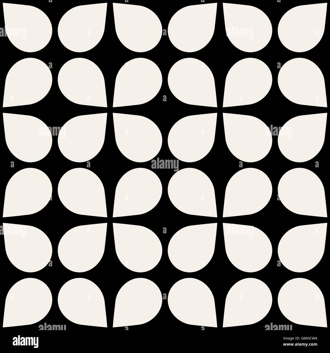 Il vettore in bianco e nero senza saldatura quadrato geometrico forma a goccia Pattern Illustrazione Vettoriale