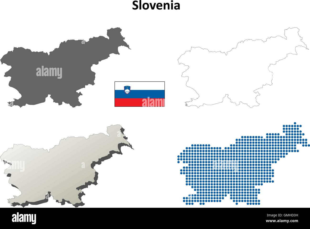 La Slovenia mappa di contorno impostato Illustrazione Vettoriale