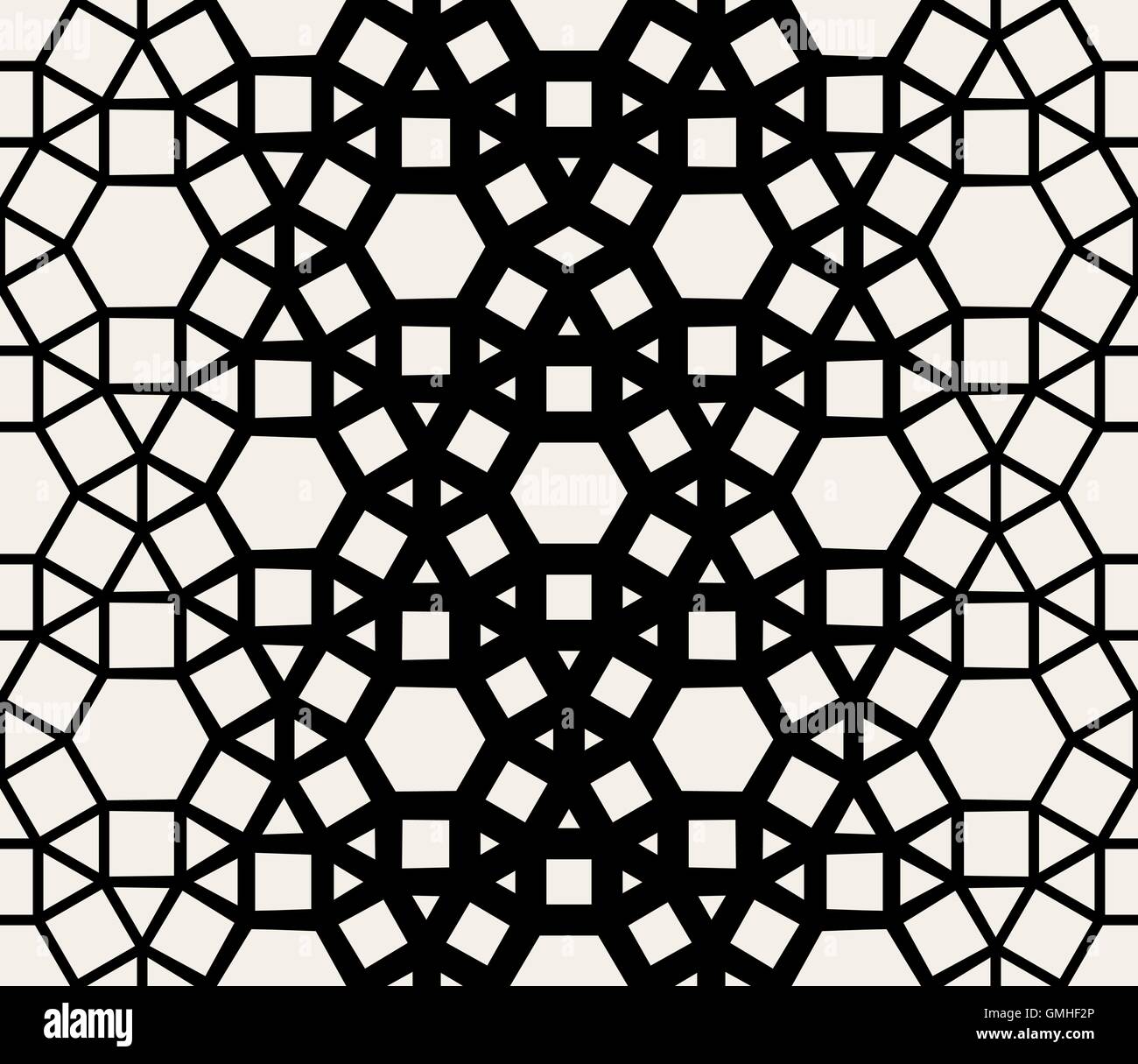 Vector Seamless Black & White geometrica Pattern in pizzo Illustrazione Vettoriale