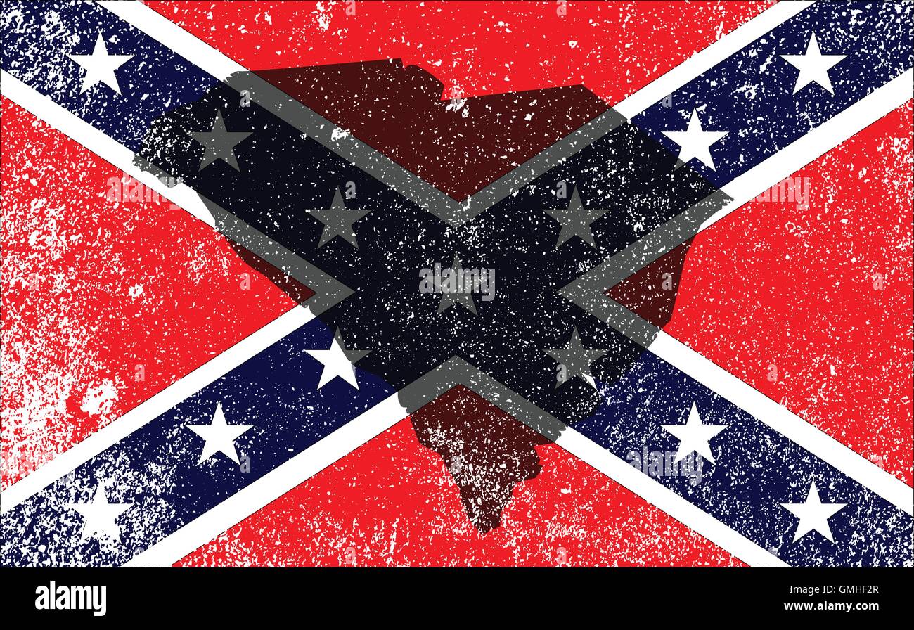 Civile ribelle Bandiera di Guerra con il Sud Carolina map Illustrazione Vettoriale