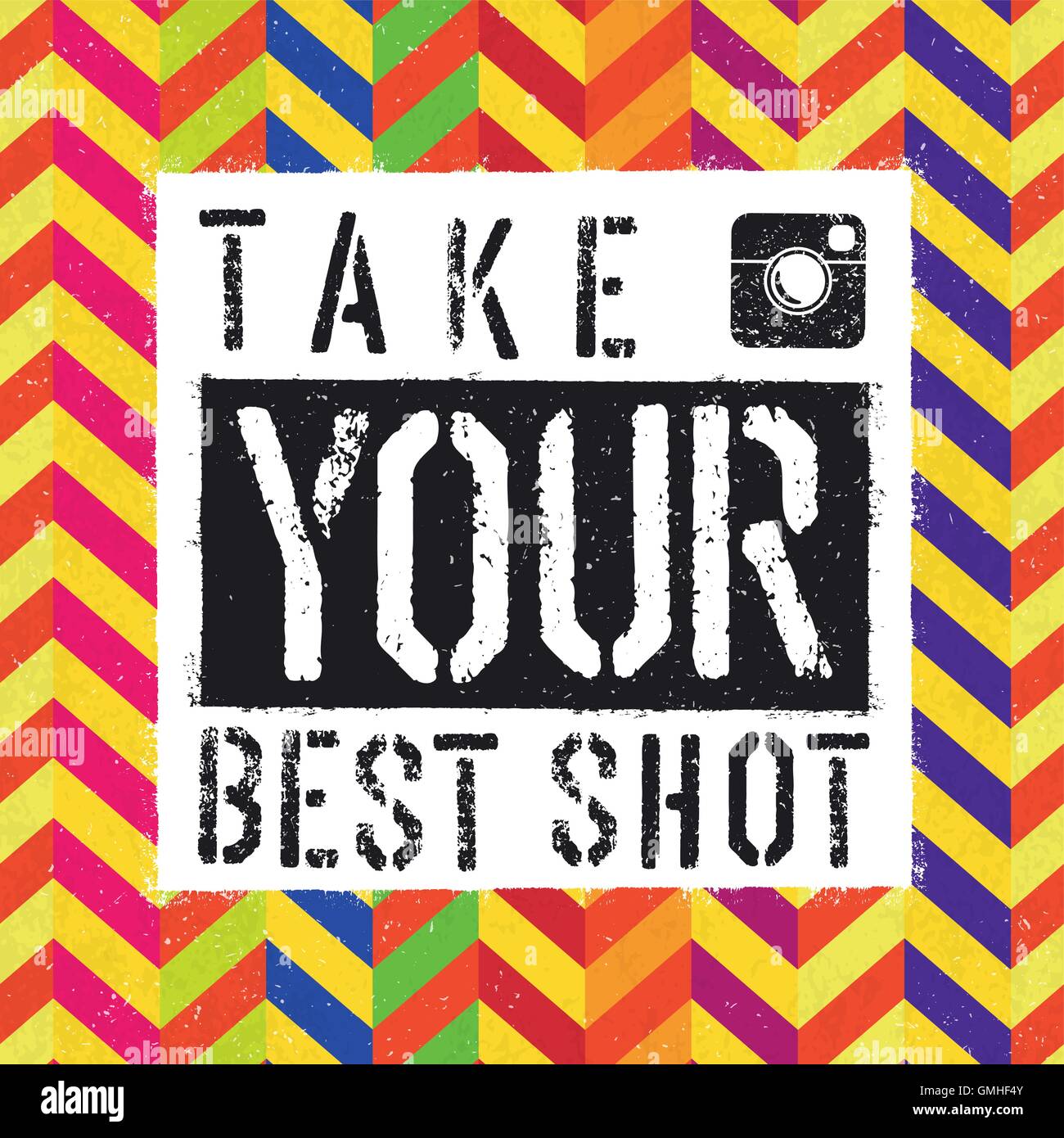 Prendete voi Best Shot poster. Con colorati astratta backg testurizzata Illustrazione Vettoriale
