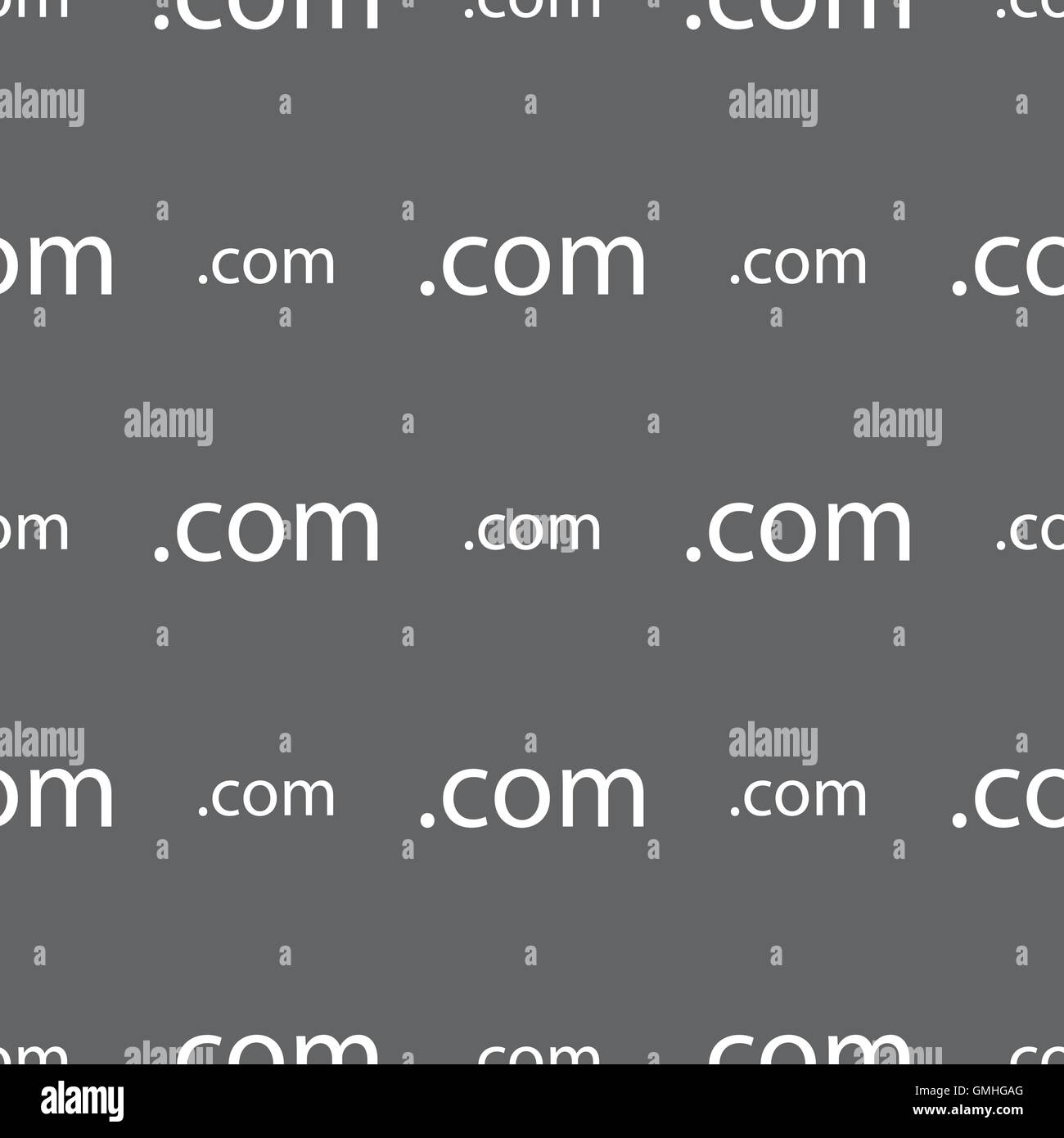 Dominio COM SIGN icona. Il dominio internet di primo livello simbolo. Seamless pattern su uno sfondo grigio. Vettore Illustrazione Vettoriale